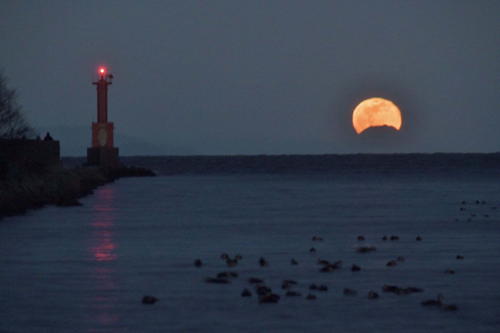 富士山から満月